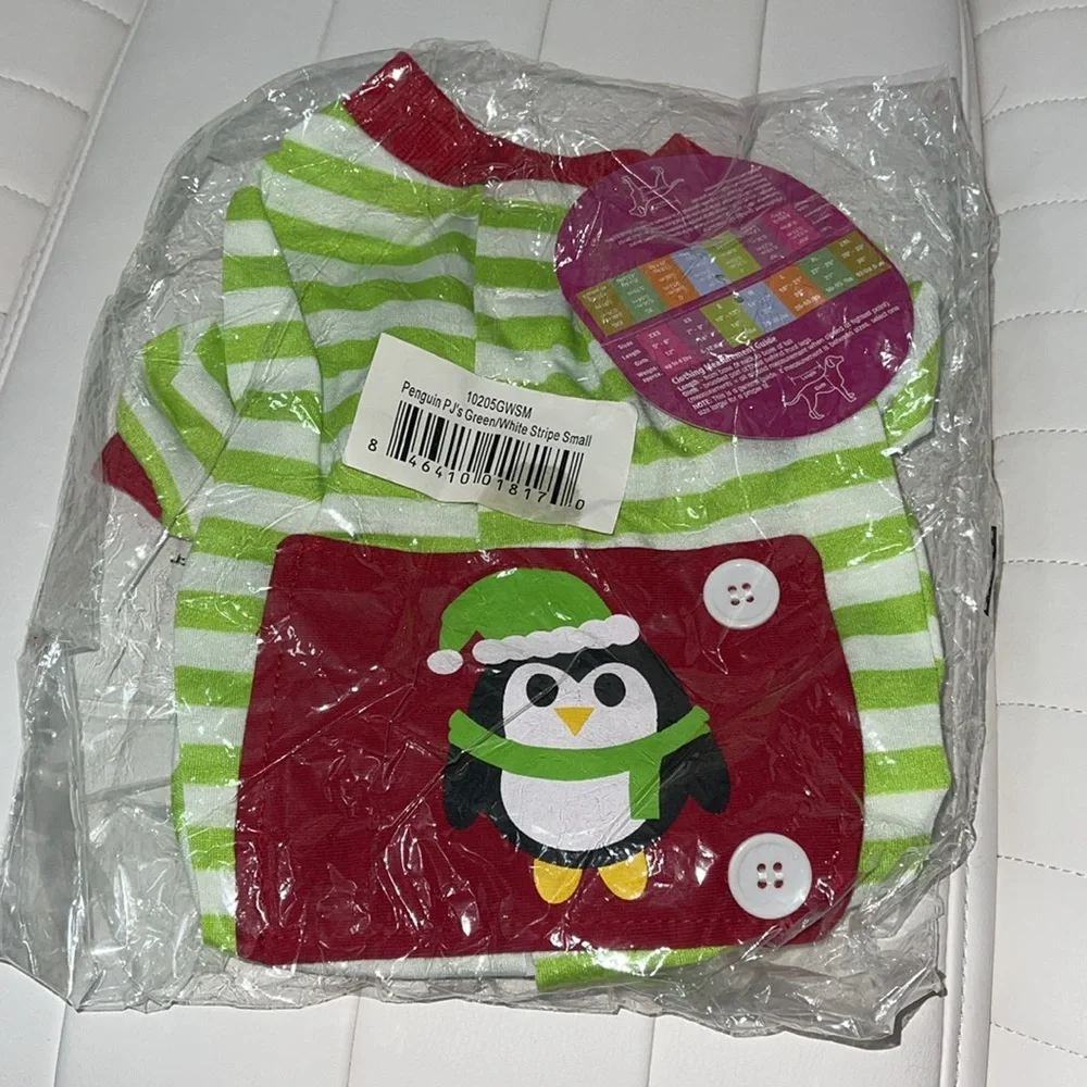 Petragous Penguin Dog Pajamas Green/White Striped